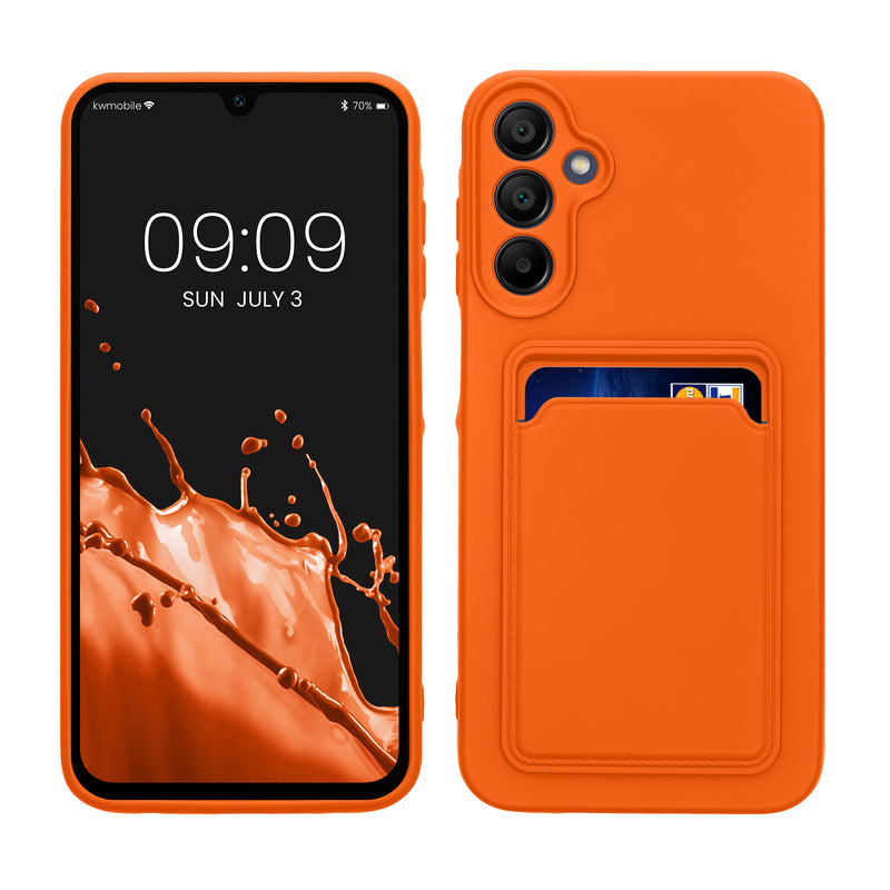 kwmobile Handyhülle kompatibel mit Samsung Galaxy A15 5G Hülle - Handy Cover mit Fach für Karten - in Orange Orange  