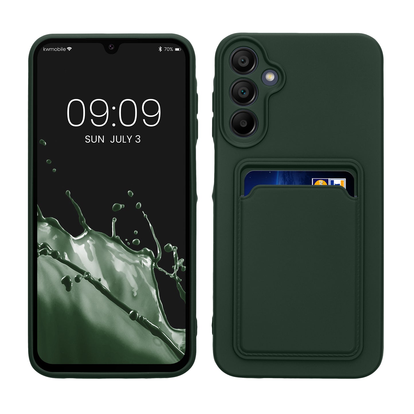kwmobile Handyhülle kompatibel mit Samsung Galaxy A15 5G Hülle - Handy Cover mit Fach für Karten - in Dunkelgrün Dunkelgrün  