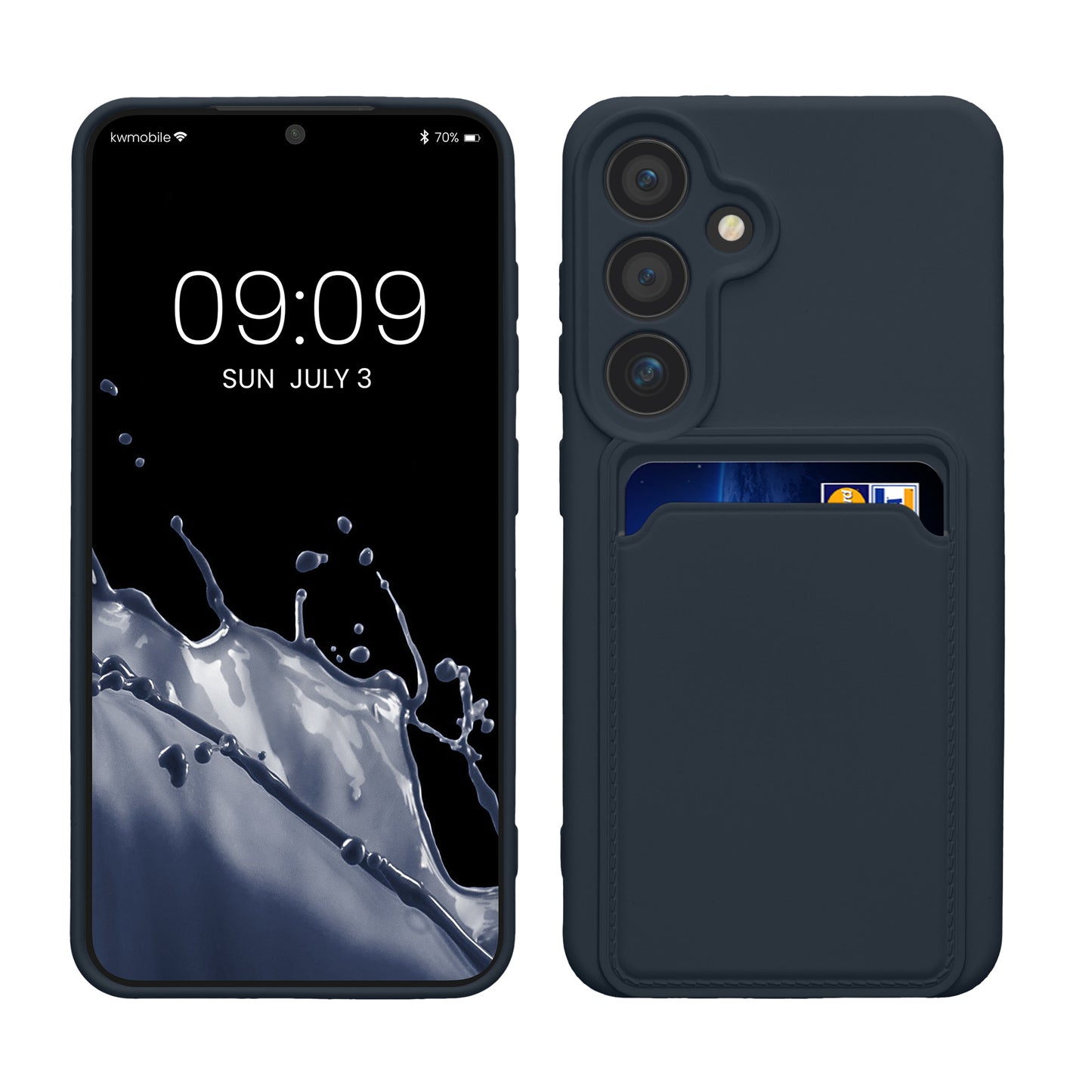 kwmobile Handyhülle kompatibel mit Samsung Galaxy S24 Hülle - Handy Cover mit Fach für Karten - in Dunkelblau Dunkelblau  