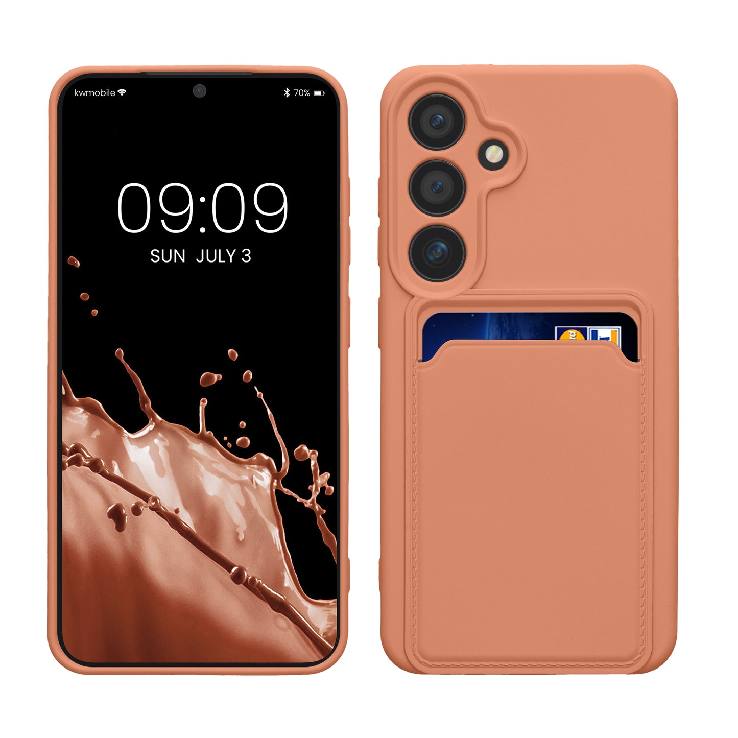 kwmobile Handyhülle kompatibel mit Samsung Galaxy S24 Hülle - Handy Cover mit Fach für Karten - in Grapefruit Pink Grapefruit Pink  