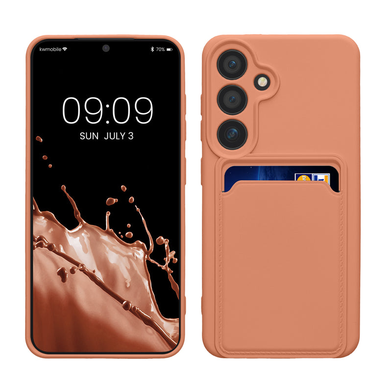 kwmobile Handyhülle kompatibel mit Samsung Galaxy S24 Hülle - Handy Cover mit Fach für Karten - in Grapefruit Pink Grapefruit Pink  