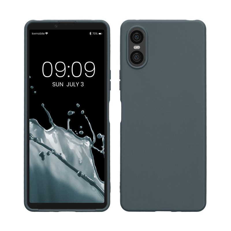 kwmobile Hülle kompatibel mit Sony Xperia 10 VI Hülle - weiches TPU Silikon Case - Cover geeignet für kabelloses Laden - Dunkler Schiefer Dunkler Schiefer  