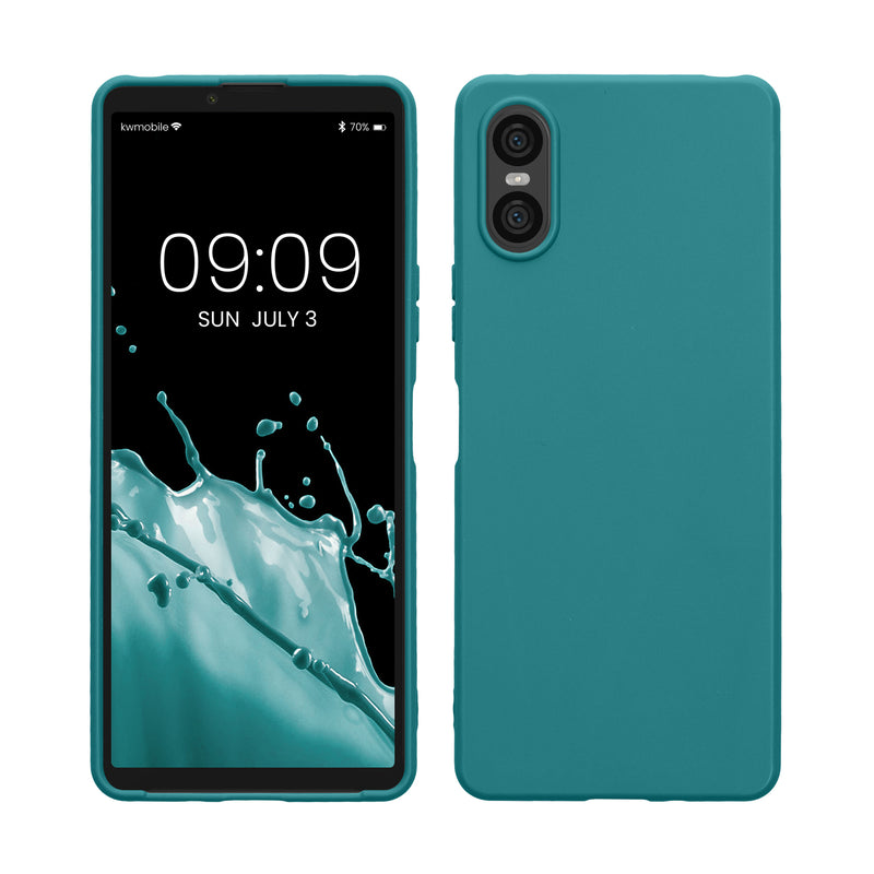 kwmobile Hülle kompatibel mit Sony Xperia 10 VI Hülle - weiches TPU Silikon Case - Cover geeignet für kabelloses Laden - Petrol matt Petrol matt  
