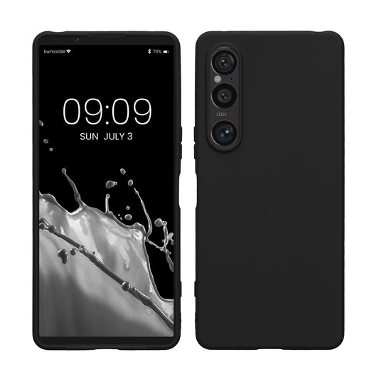 kwmobile Hülle kompatibel mit Sony Xperia 1 VI Hülle - weiches TPU Silikon Case - Cover geeignet für kabelloses Laden - Schwarz Schwarz  