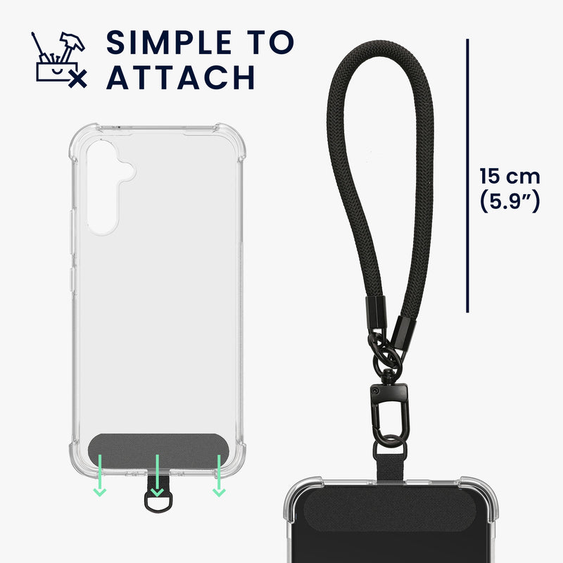 kwmobile Handy Case kompatibel mit Samsung Galaxy A54 5G Hülle Schutzhülle mit Kantenschutz und abnehmbarem Armband inkl. 2 Pads