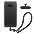 kwmobile Handy TPU Case kompatibel mit Samsung Galaxy S10e Hülle - Kristallklare Schutzhülle mit Kantenschutz und abnehmbarem Armband inkl. 2 Pads - Transparent Schwarz Transparent  