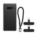 kwmobile Handy TPU Case kompatibel mit Samsung Galaxy S10e Hülle - Kristallklare Schutzhülle mit Kantenschutz und abnehmbarem Armband inkl. 2 Pads - Transparent Schwarz