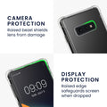 kwmobile Handy TPU Case kompatibel mit Samsung Galaxy S10e Hülle - Kristallklare Schutzhülle mit Kantenschutz und abnehmbarem Armband inkl. 2 Pads - Transparent Schwarz