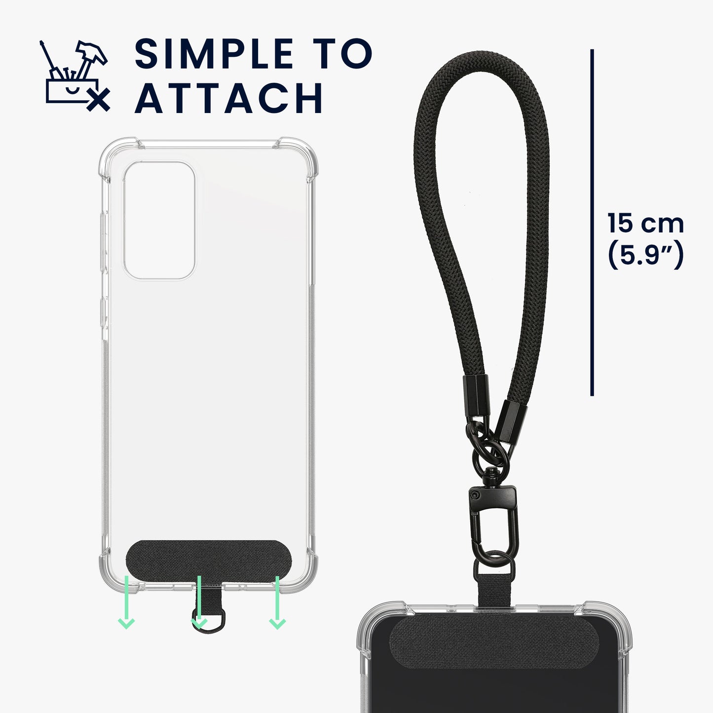 kwmobile Handy Case kompatibel mit Samsung Galaxy A33 5G Hülle mit Kantenschutz und abnehmbarem Armband inkl. 2 Pads
