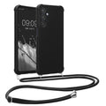 kwmobile Necklace Case kompatibel mit Samsung Galaxy A25 Hülle - Cover mit Kordel zum Umhängen - Silikon Schutzhülle Schwarz Schwarz  