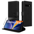 kwmobile Kunstleder Handyhülle kompatibel mit Samsung Galaxy S10 Hülle - Brieftaschen Schutzhülle aus PU-Leder mit Displayschutz und RFID-Schutz - Schwarz Schwarz  