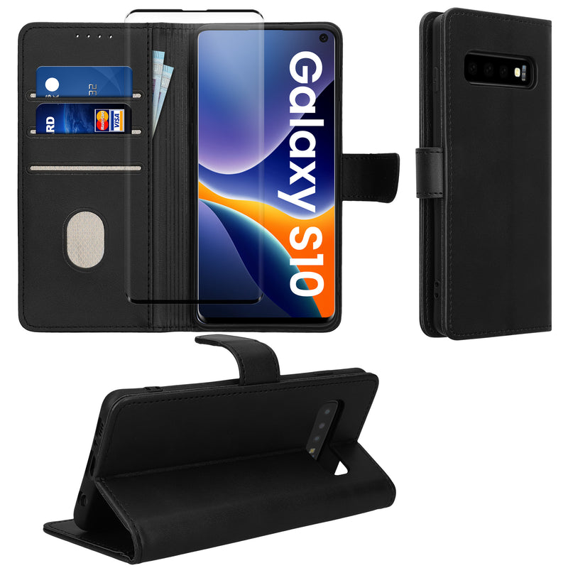 kwmobile Kunstleder Handyhülle kompatibel mit Samsung Galaxy S10 Hülle - Brieftaschen Schutzhülle aus PU-Leder mit Displayschutz und RFID-Schutz