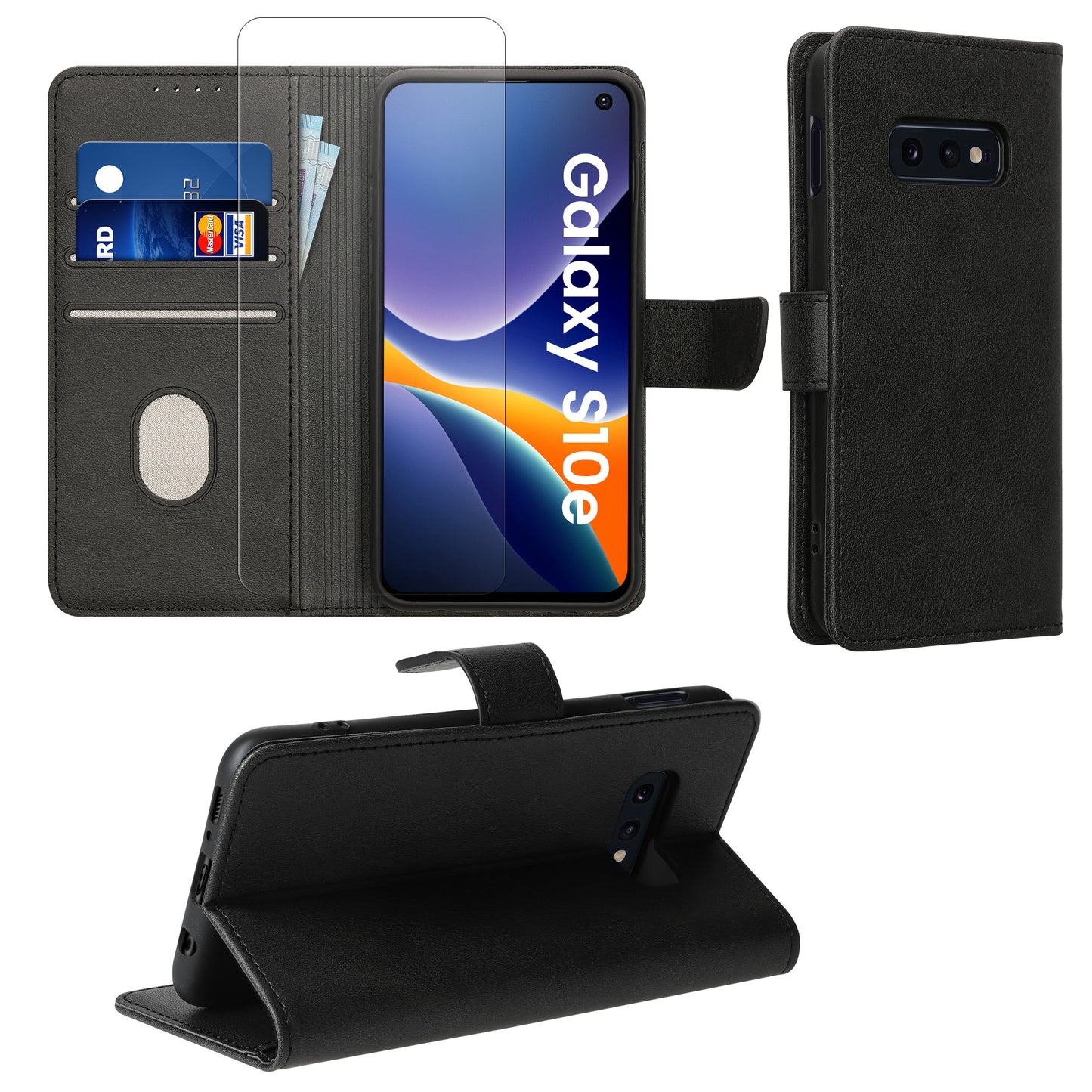 kwmobile Handyhülle kompatibel mit Samsung Galaxy S10e Brieftaschen Schutzhülle mit Displayschutz und RFID-Schutz