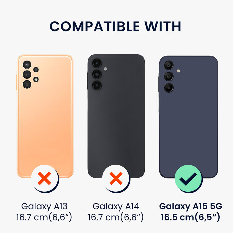 kwmobile Kunstleder Handyhülle kompatibel mit Samsung Galaxy A15 5G Hülle - Brieftaschen Schutzhülle aus PU-Leder mit Displayschutz und RFID-Schutz
