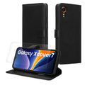 kwmobile Kunstleder Handyhülle kompatibel mit Samsung Galaxy Xcover7 Hülle - Brieftaschen Schutzhülle aus PU-Leder mit Displayschutz und RFID-Schutz - Schwarz Schwarz  