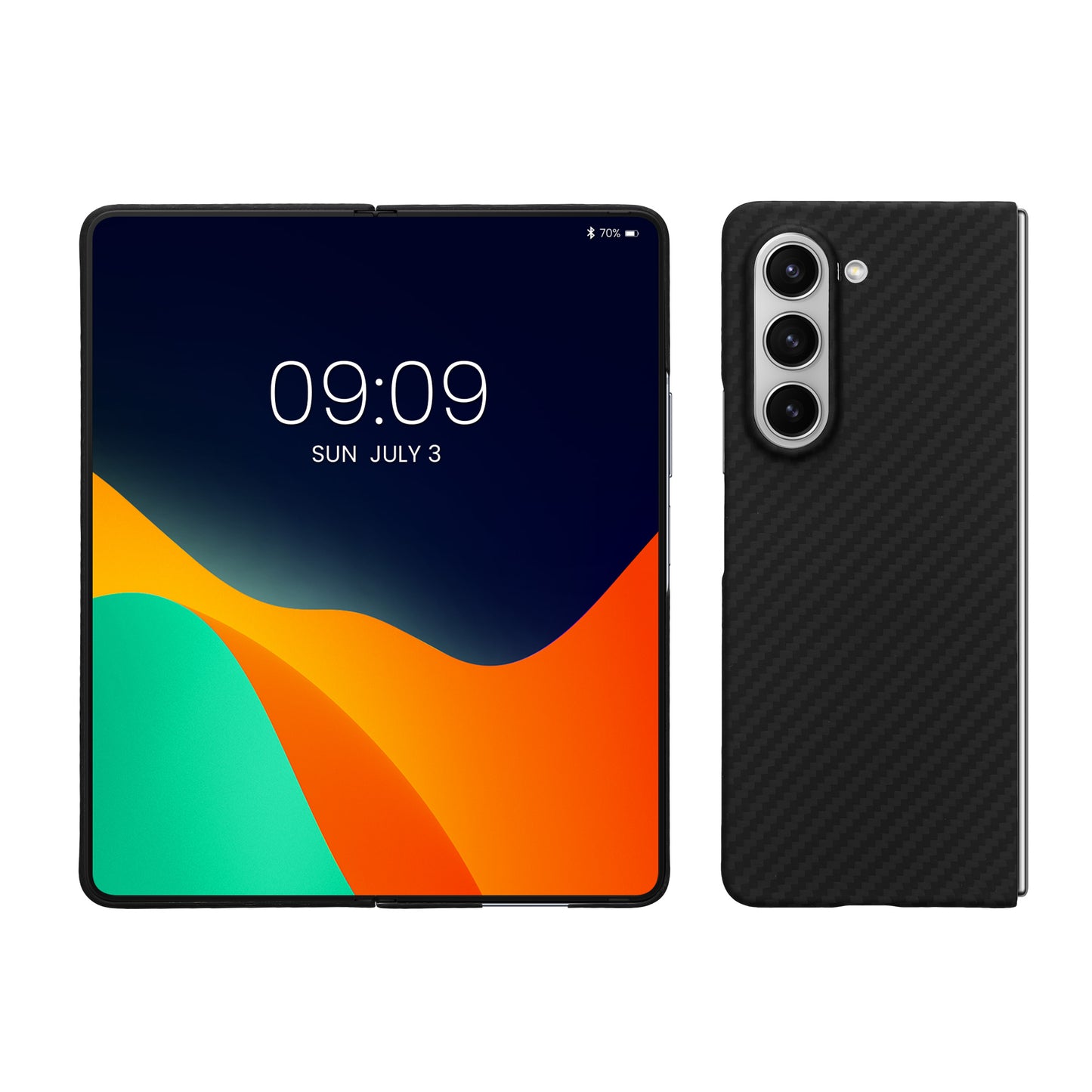 kalibri Schutzhülle kompatibel mit Samsung Galaxy Z Fold5 - Hülle Aramid - Handy Cover Case Handyhülle Schwarz matt Schwarz matt  