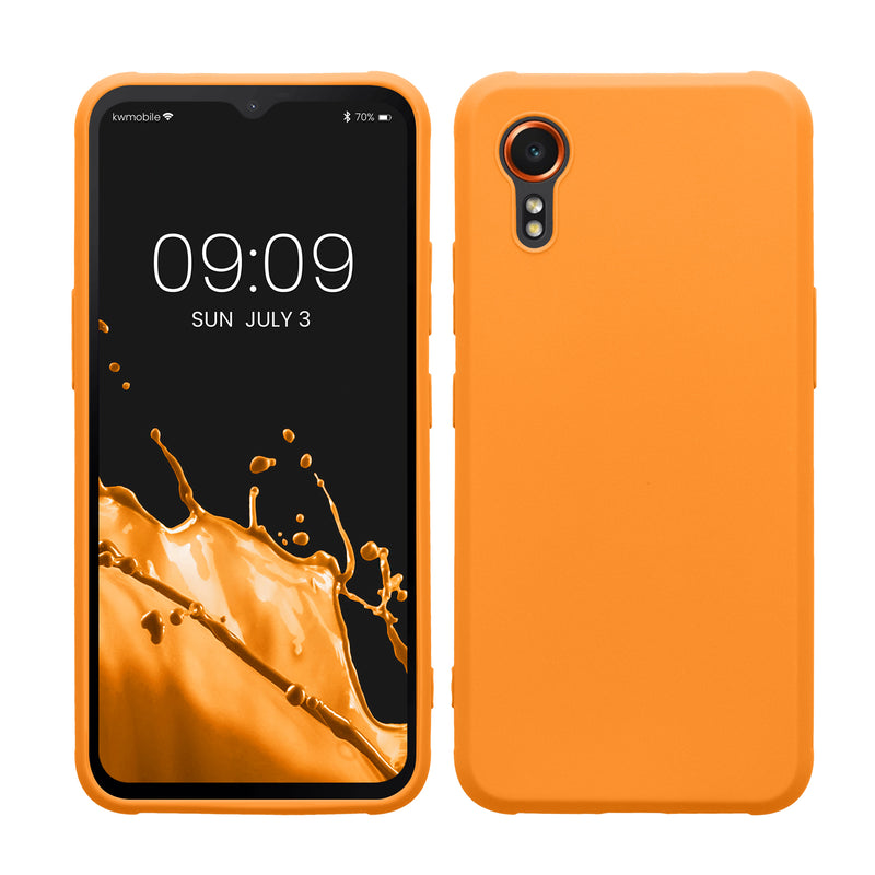 kwmobile Hülle kompatibel mit Samsung Galaxy Xcover7 Hülle - weiches TPU Silikon Case - Cover geeignet für kabelloses Laden - Fruity Orange Fruity Orange  