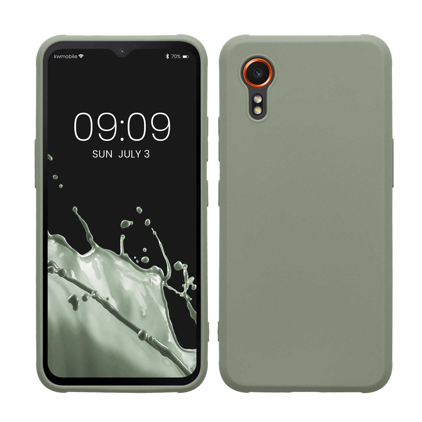 kwmobile Hülle kompatibel mit Samsung Galaxy Xcover7 Hülle - weiches TPU Silikon Case - Cover geeignet für kabelloses Laden - Graugrün Graugrün  