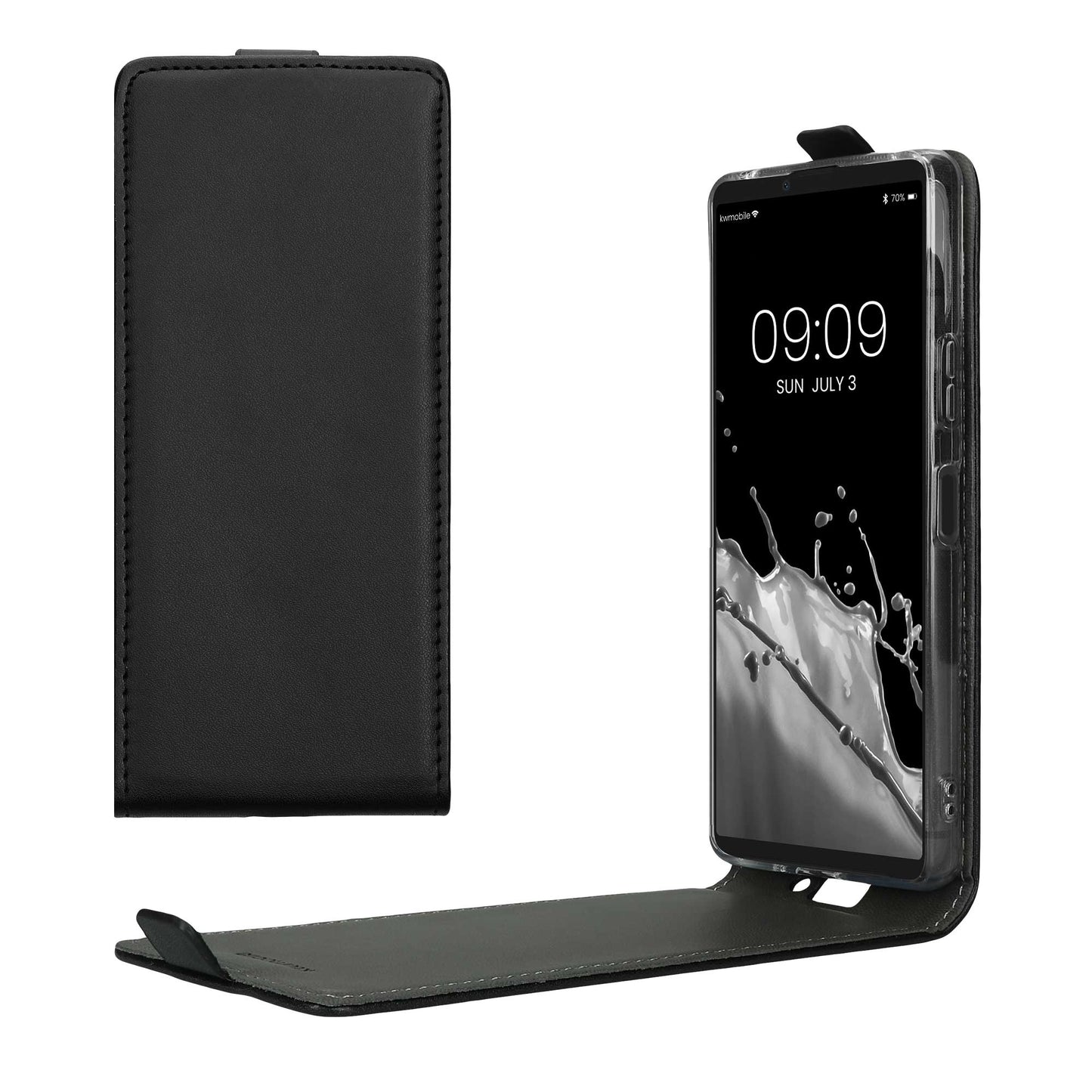kwmobile Schutzhülle kompatibel mit Sony Xperia 10 VI - Hülle Handy - Flip Case Handyhülle Schwarz Schwarz  