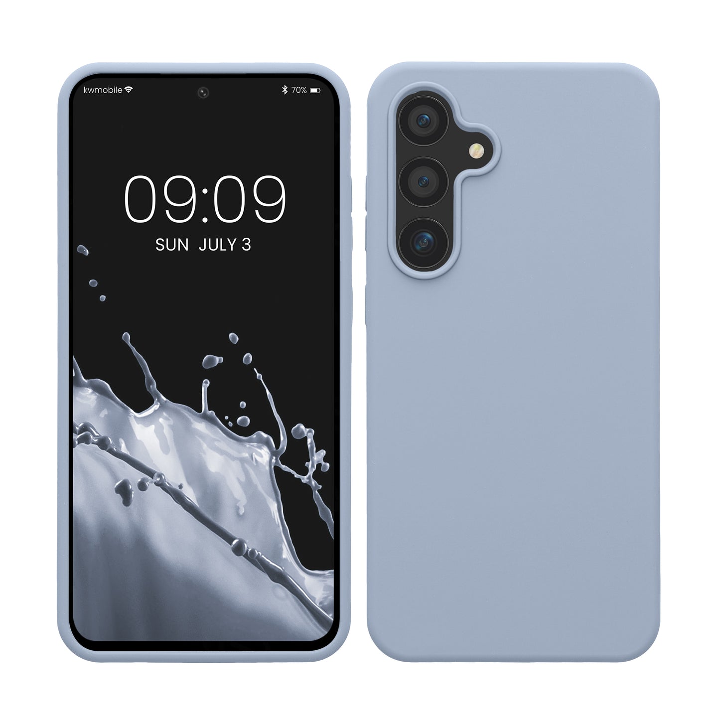kwmobile Hülle kompatibel mit Samsung Galaxy S24 FE Hülle - Silikon Handy Case - Handyhülle weiche Oberfläche - kabelloses Laden - Hellblau matt Hellblau matt  