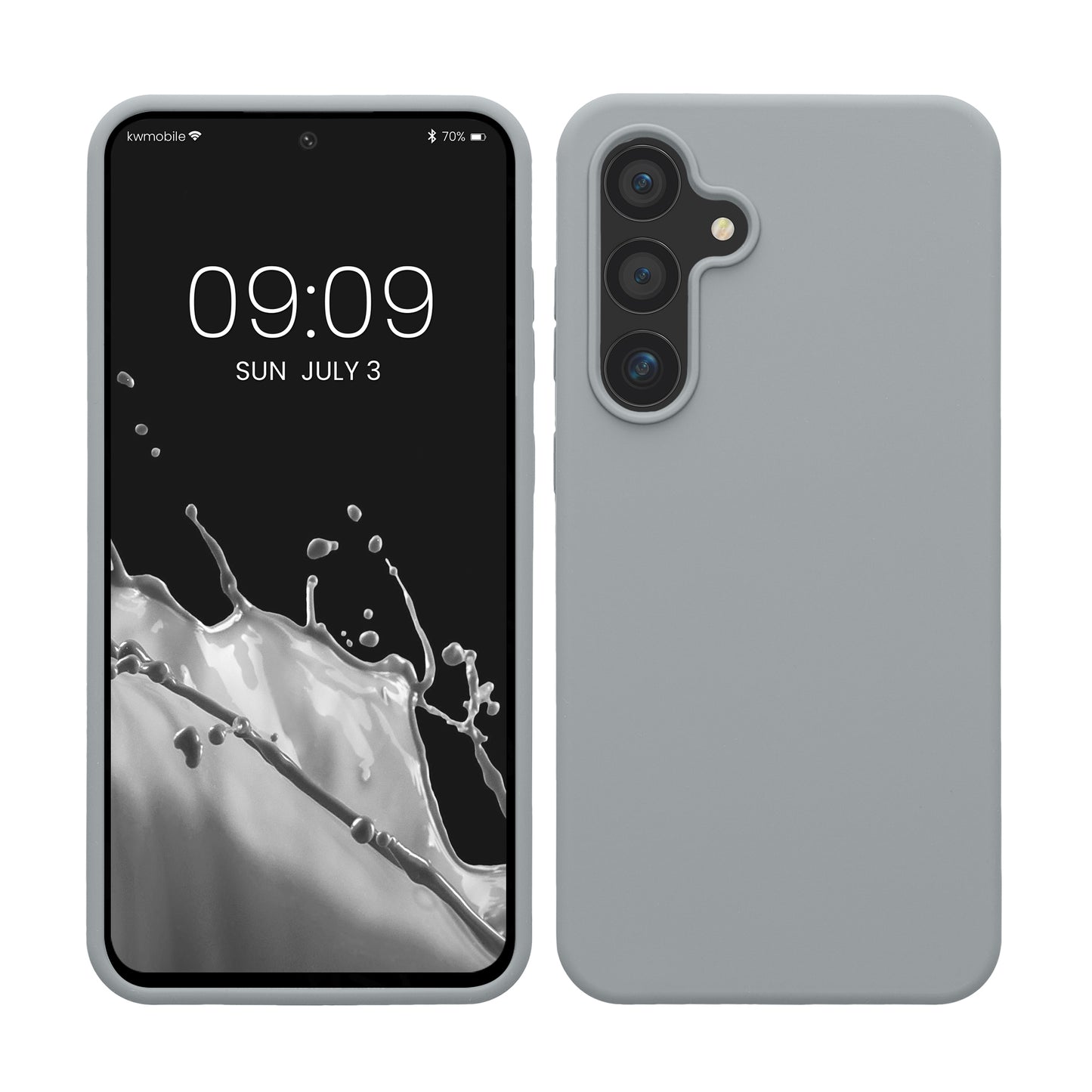 kwmobile Hülle kompatibel mit Samsung Galaxy S24 FE Hülle - Silikon Handy Case - Handyhülle weiche Oberfläche - kabelloses Laden - Grau Grau  