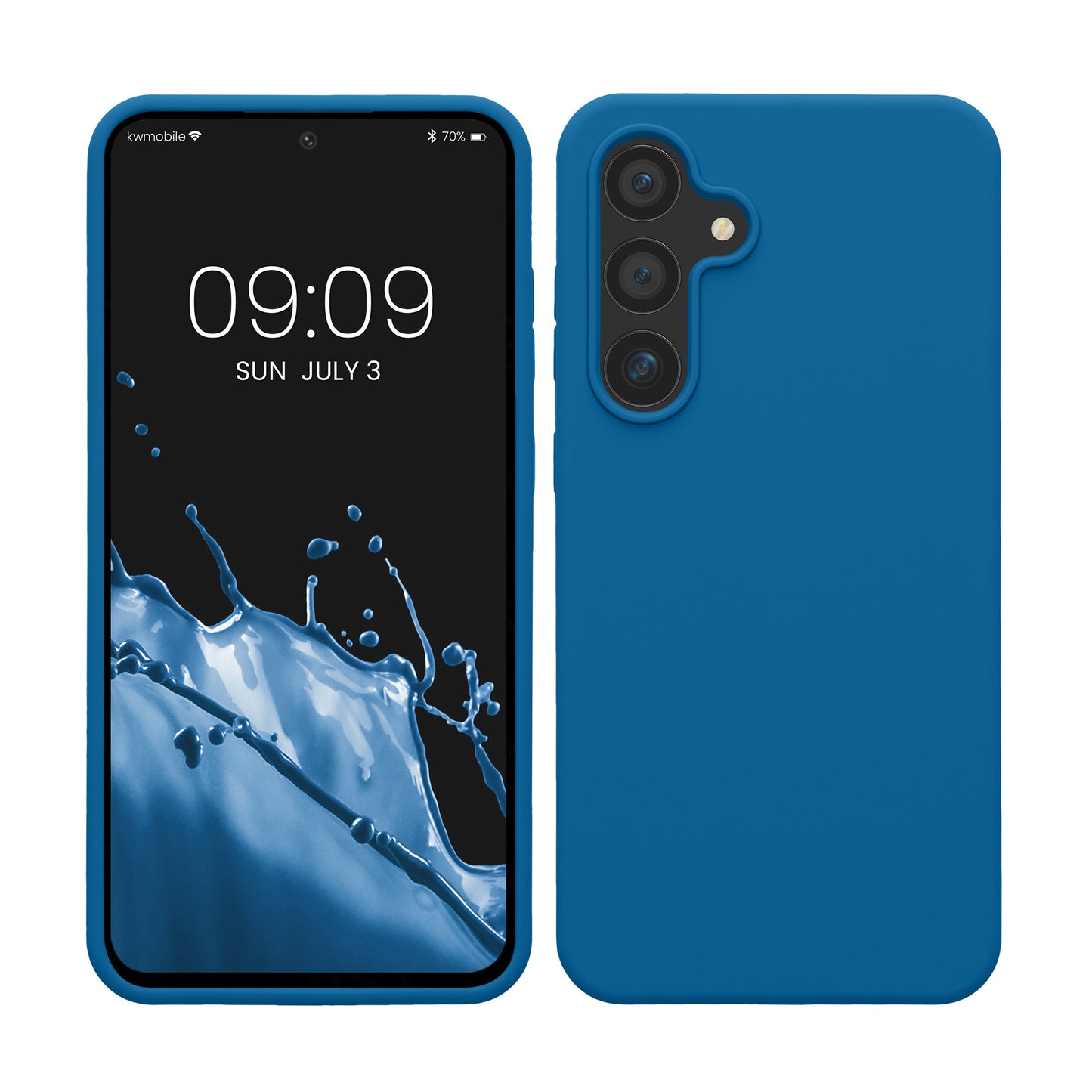 kwmobile Hülle kompatibel mit Samsung Galaxy S24 FE Hülle - Silikon Handy Case - Handyhülle weiche Oberfläche - kabelloses Laden - Blue Reef Blue Reef  