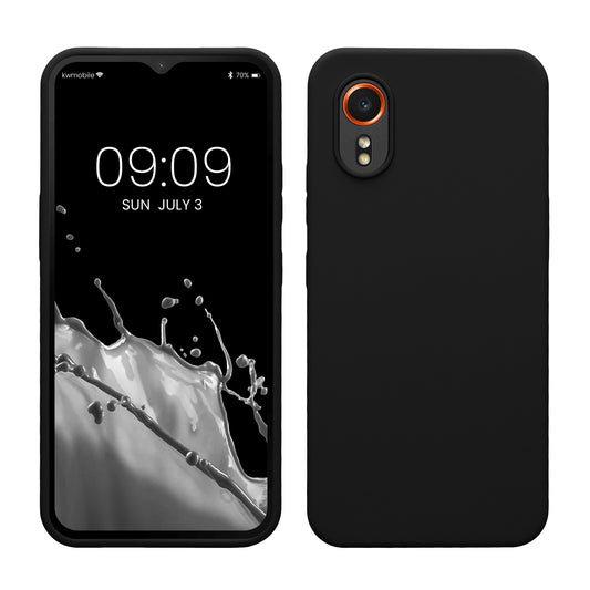 kwmobile Hülle kompatibel mit Samsung Galaxy Xcover7 Hülle - Silikon Handy Case - Handyhülle weiche Oberfläche - kabelloses Laden - Schwarz Schwarz  