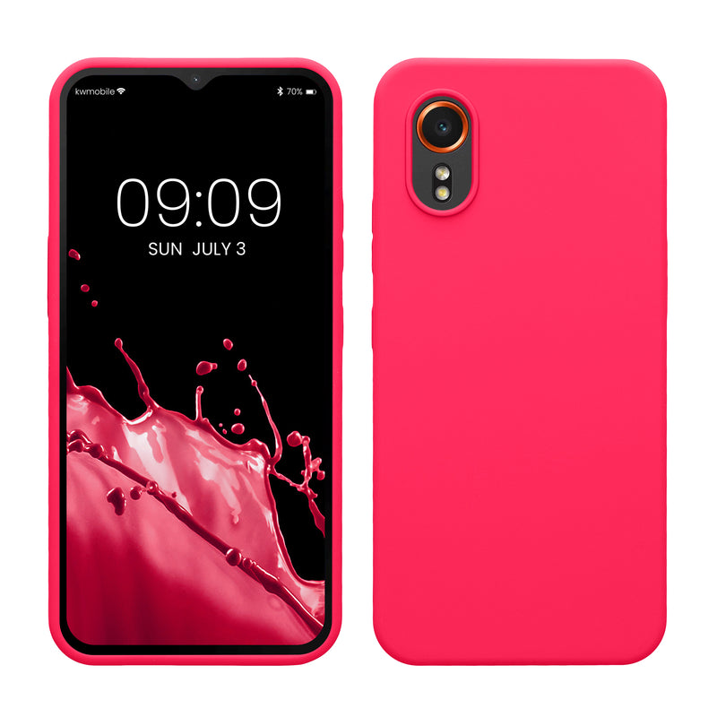 kwmobile Hülle kompatibel mit Samsung Galaxy Xcover7 Hülle - Silikon Handy Case - Handyhülle weiche Oberfläche - kabelloses Laden - Neon Pink Neon Pink  
