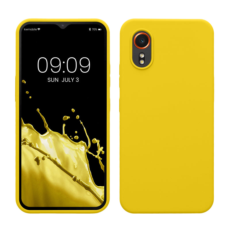 kwmobile Hülle kompatibel mit Samsung Galaxy Xcover7 Hülle - Silikon Handy Case - Handyhülle weiche Oberfläche - kabelloses Laden - Strahlend Gelb Strahlend Gelb  