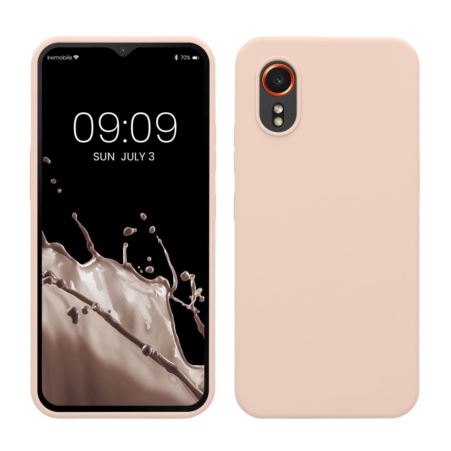kwmobile Hülle kompatibel mit Samsung Galaxy Xcover7 Hülle - Silikon Handy Case - Handyhülle weiche Oberfläche - kabelloses Laden - Coconut Swirl Coconut Swirl  