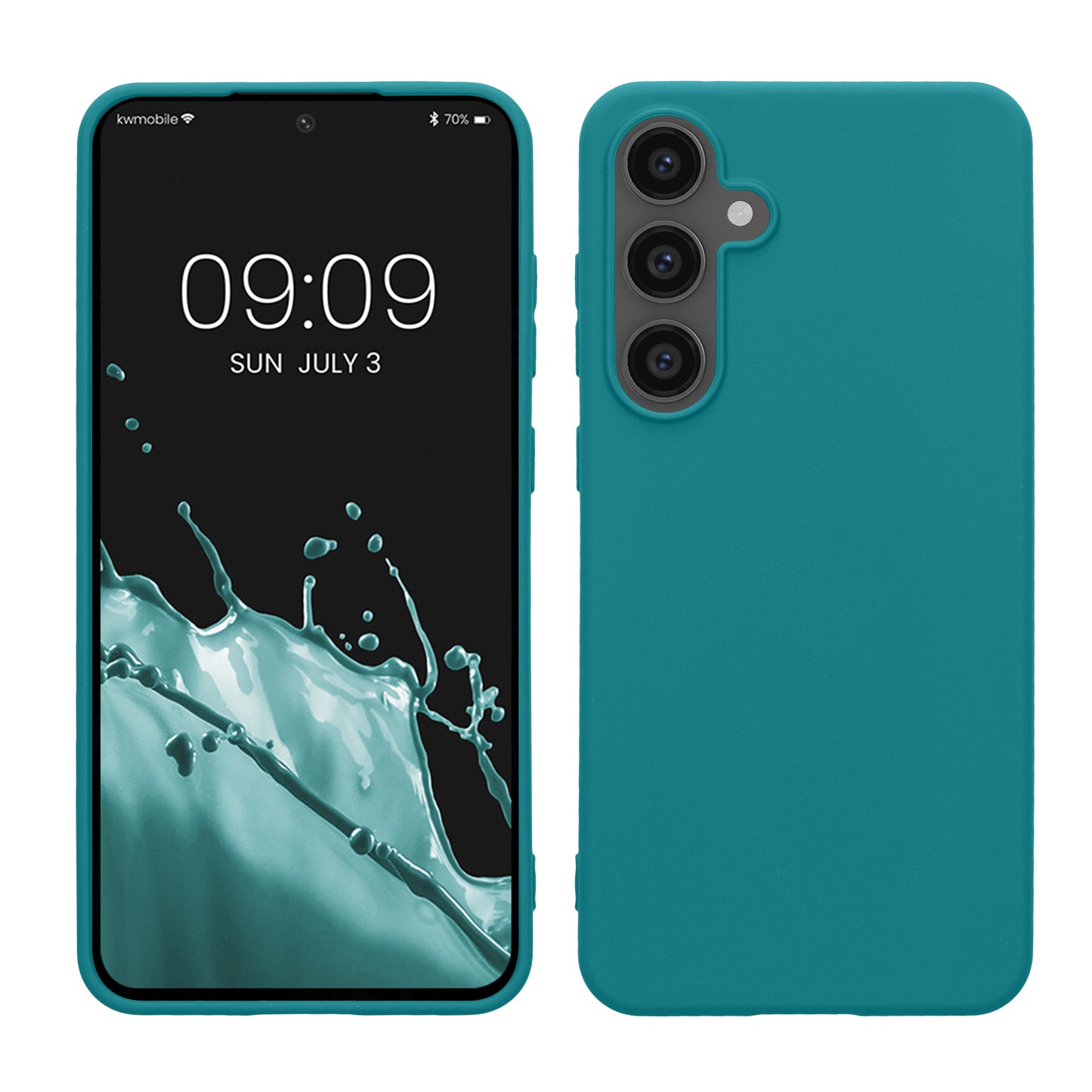 kwmobile Hülle kompatibel mit Samsung Galaxy S24 FE Hülle - weiches TPU Silikon Case - Cover geeignet für kabelloses Laden - Petrol matt Petrol matt  