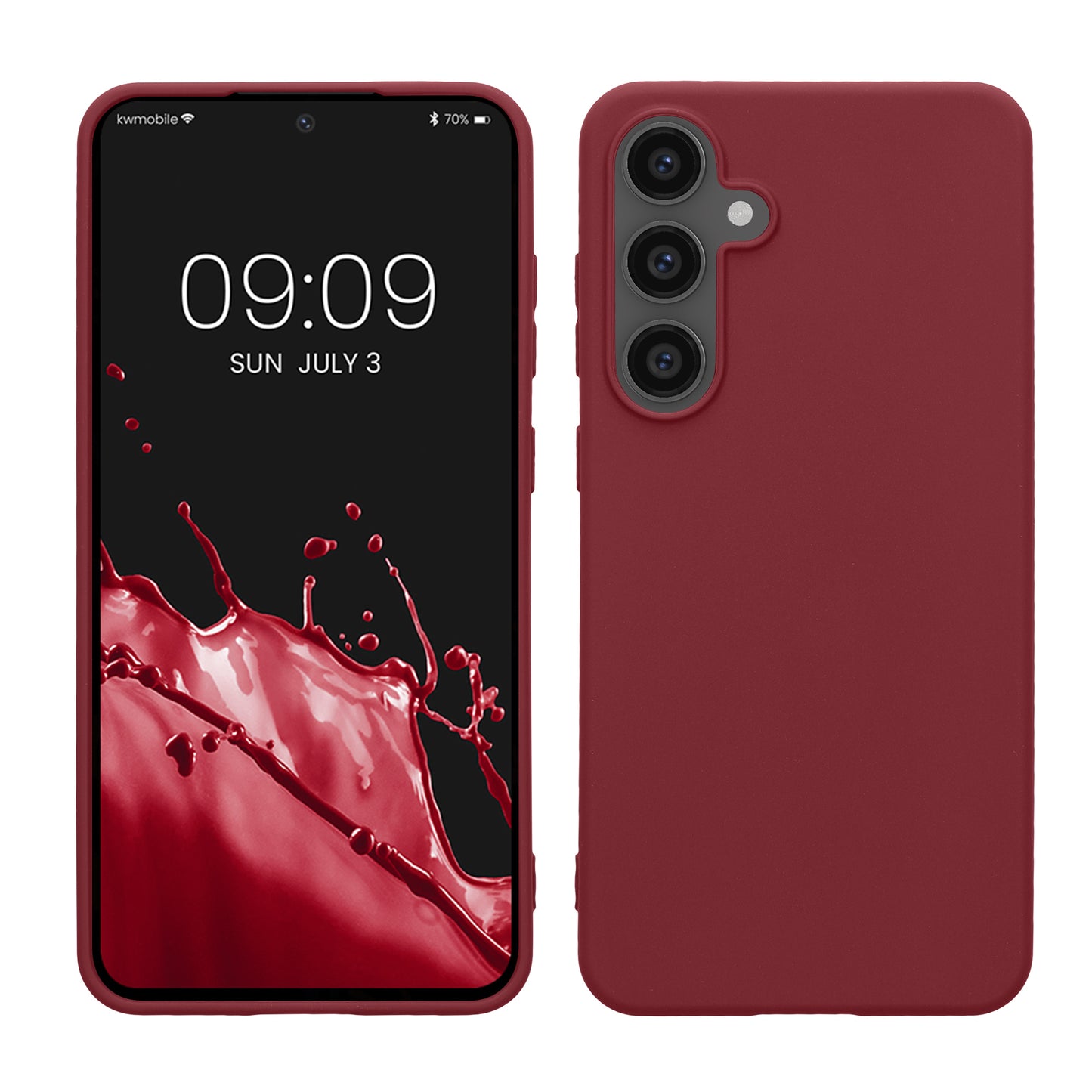 kwmobile Hülle kompatibel mit Samsung Galaxy S24 FE Hülle - weiches TPU Silikon Case - Cover geeignet für kabelloses Laden - Bordeaux Violett Bordeaux Violett  