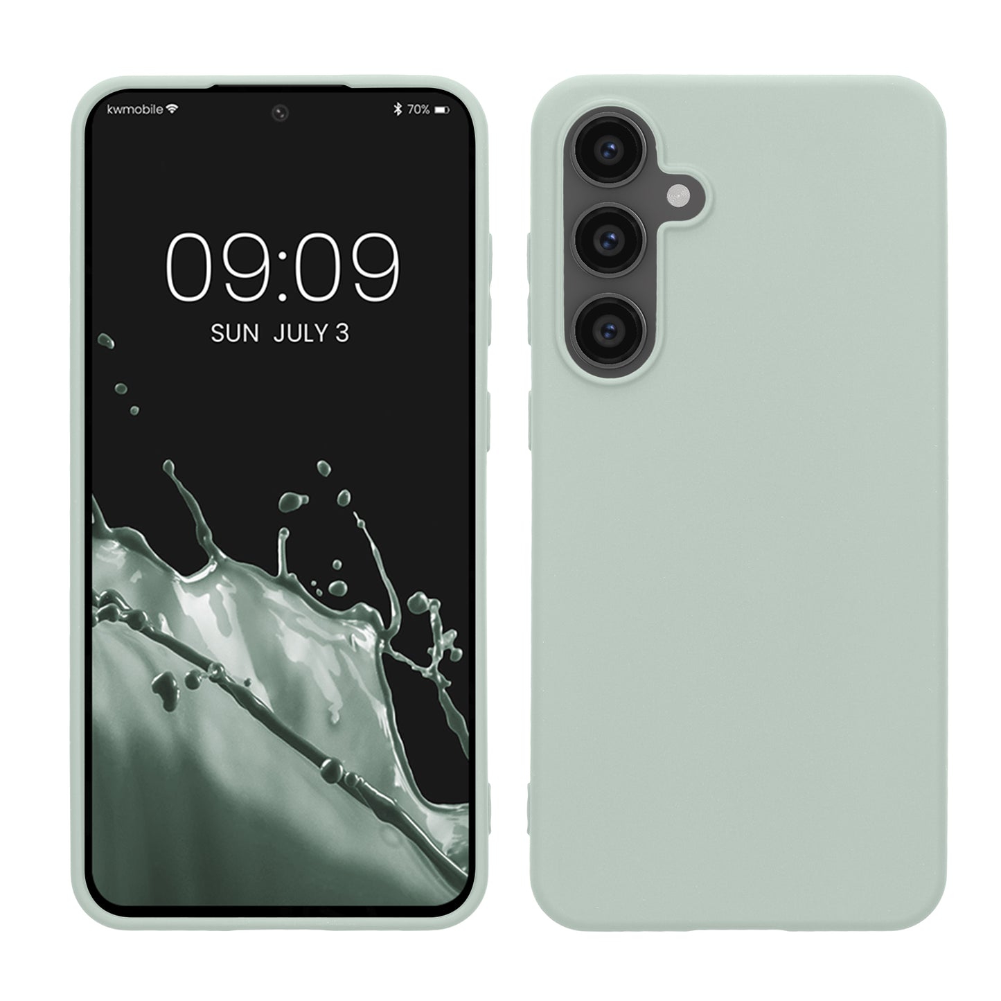 kwmobile Hülle kompatibel mit Samsung Galaxy S24 FE Hülle - weiches TPU Silikon Case - Cover geeignet für kabelloses Laden - Cool Mint Cool Mint  