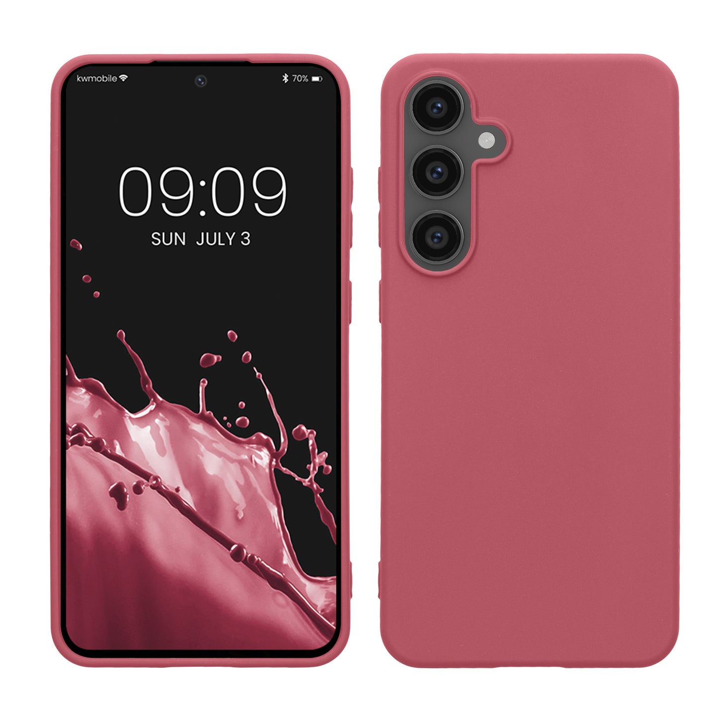 kwmobile Hülle kompatibel mit Samsung Galaxy S24 FE Hülle - weiches TPU Silikon Case - Cover geeignet für kabelloses Laden - Dark Rose Dark Rose  