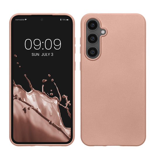 kwmobile Case kompatibel mit Samsung Galaxy S23 FE Hülle - Schutzhülle aus Silikon metallisch schimmernd - Handyhülle Metallic Rosegold Metallic Rosegold  