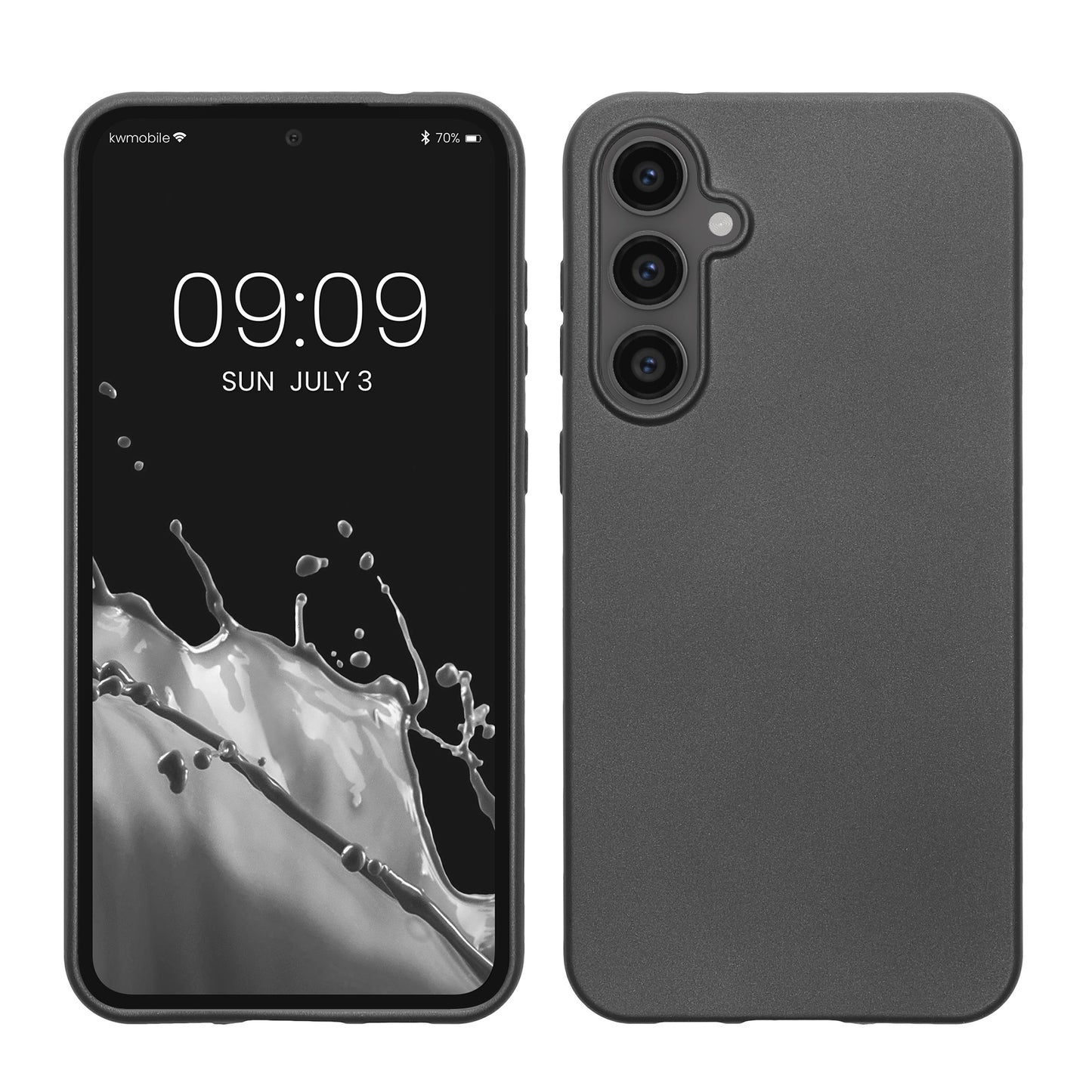 kwmobile Case kompatibel mit Samsung Galaxy S23 FE Hülle - Schutzhülle aus Silikon metallisch schimmernd - Handyhülle Metallic Grau Metallic Grau  