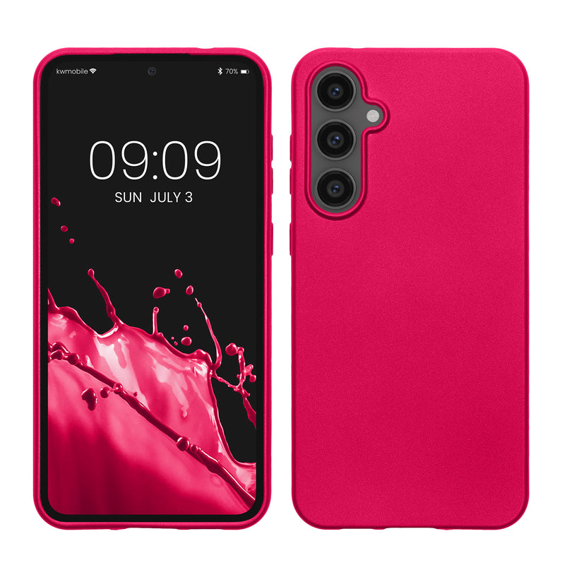 kwmobile Case kompatibel mit Samsung Galaxy S23 FE Hülle - Schutzhülle aus Silikon metallisch schimmernd - Handyhülle Metallic Pink Metallic Pink  