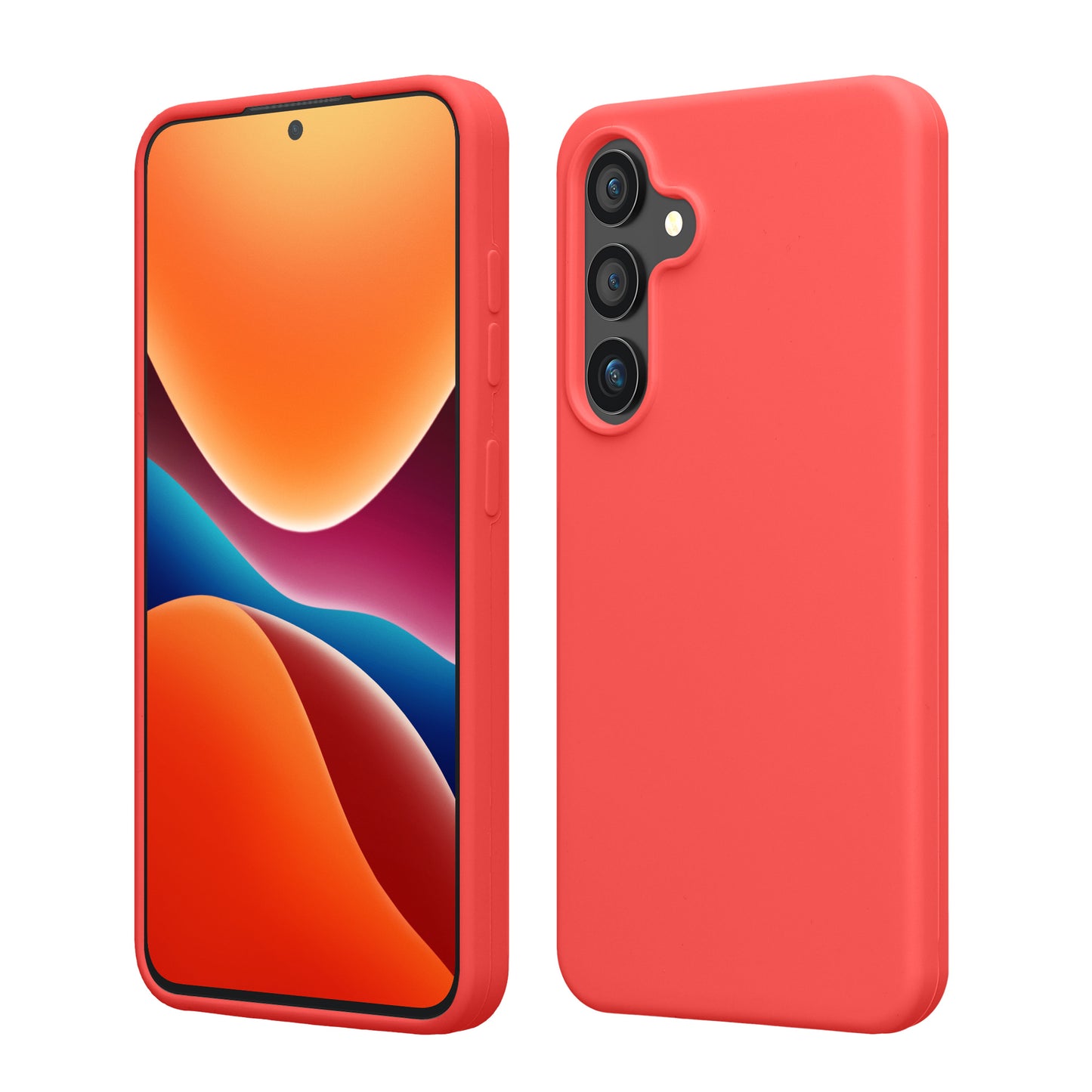 kwmobile Schutzhülle kompatibel mit Samsung Galaxy S25 Hülle - Silikon Handy Case - Handyhülle für Samsung S25 weiche Oberfläche - kabelloses Laden für Galaxy S25 Case - Neon Koralle Neon Koralle  