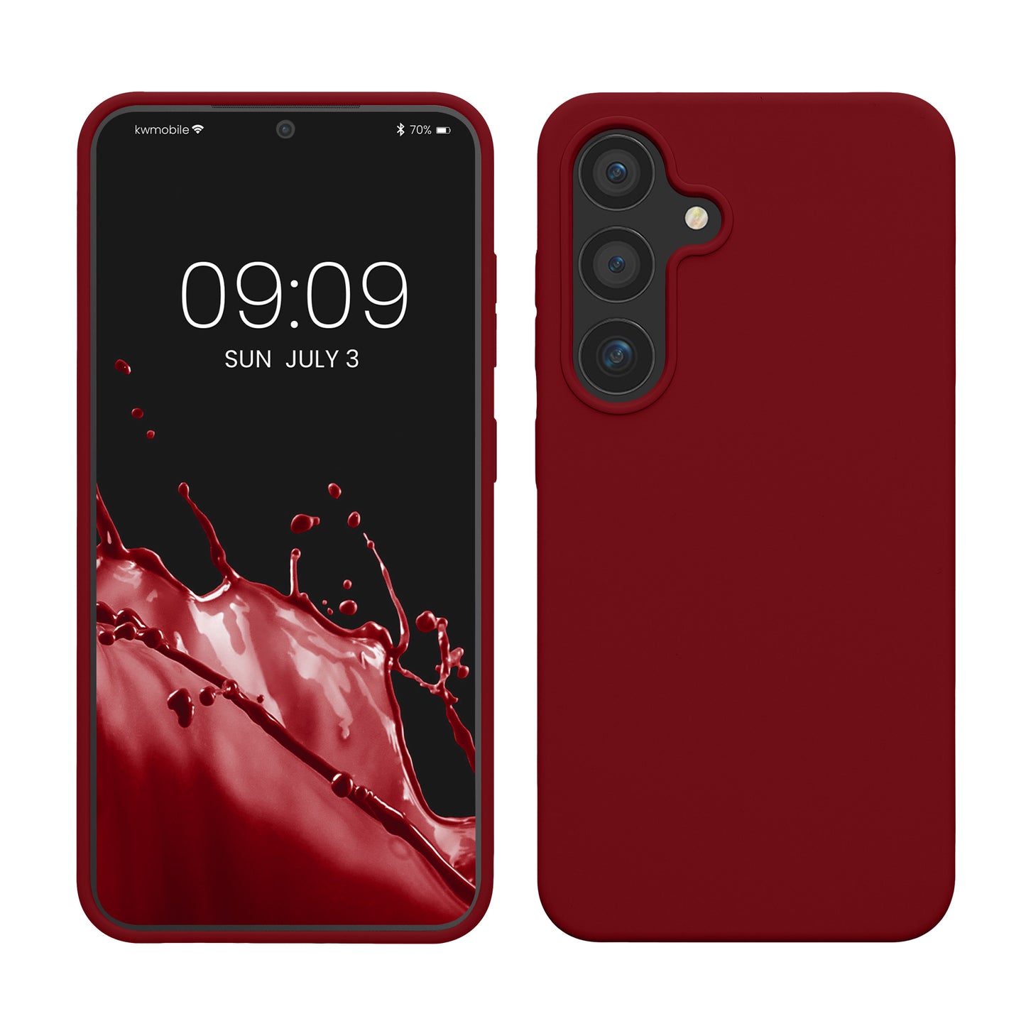 kwmobile Schutzhülle kompatibel mit Samsung Galaxy S25 Hülle - Silikon Handy Case - Handyhülle für Samsung S25 weiche Oberfläche - kabelloses Laden für Galaxy S25 Case - Rhabarber Rot Rhabarber Rot  