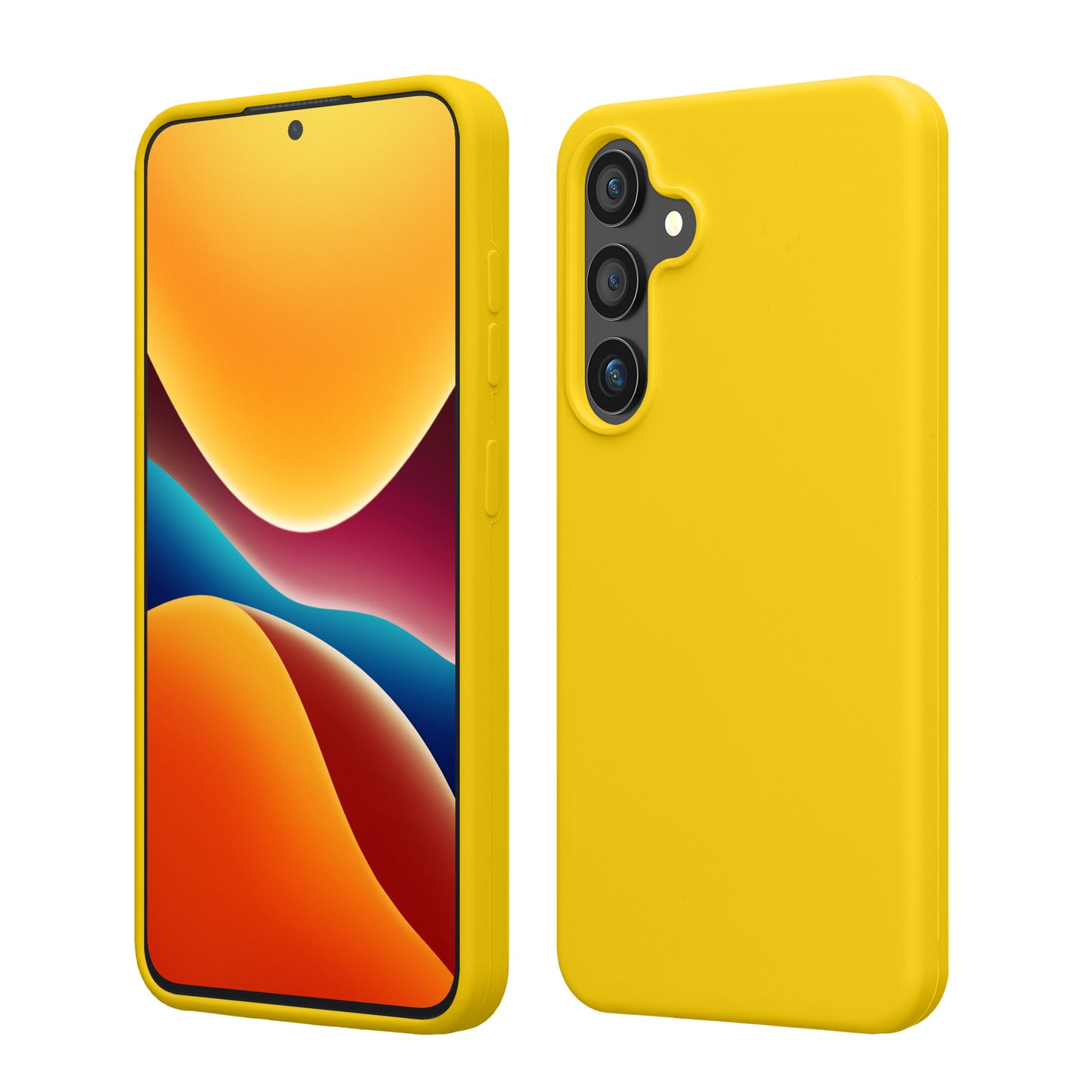 kwmobile Hülle kompatibel mit Samsung Galaxy S25 Plus Hülle - Silikon Handy Case - Handyhülle weiche Oberfläche - kabelloses Laden - Strahlend Gelb Strahlend Gelb  