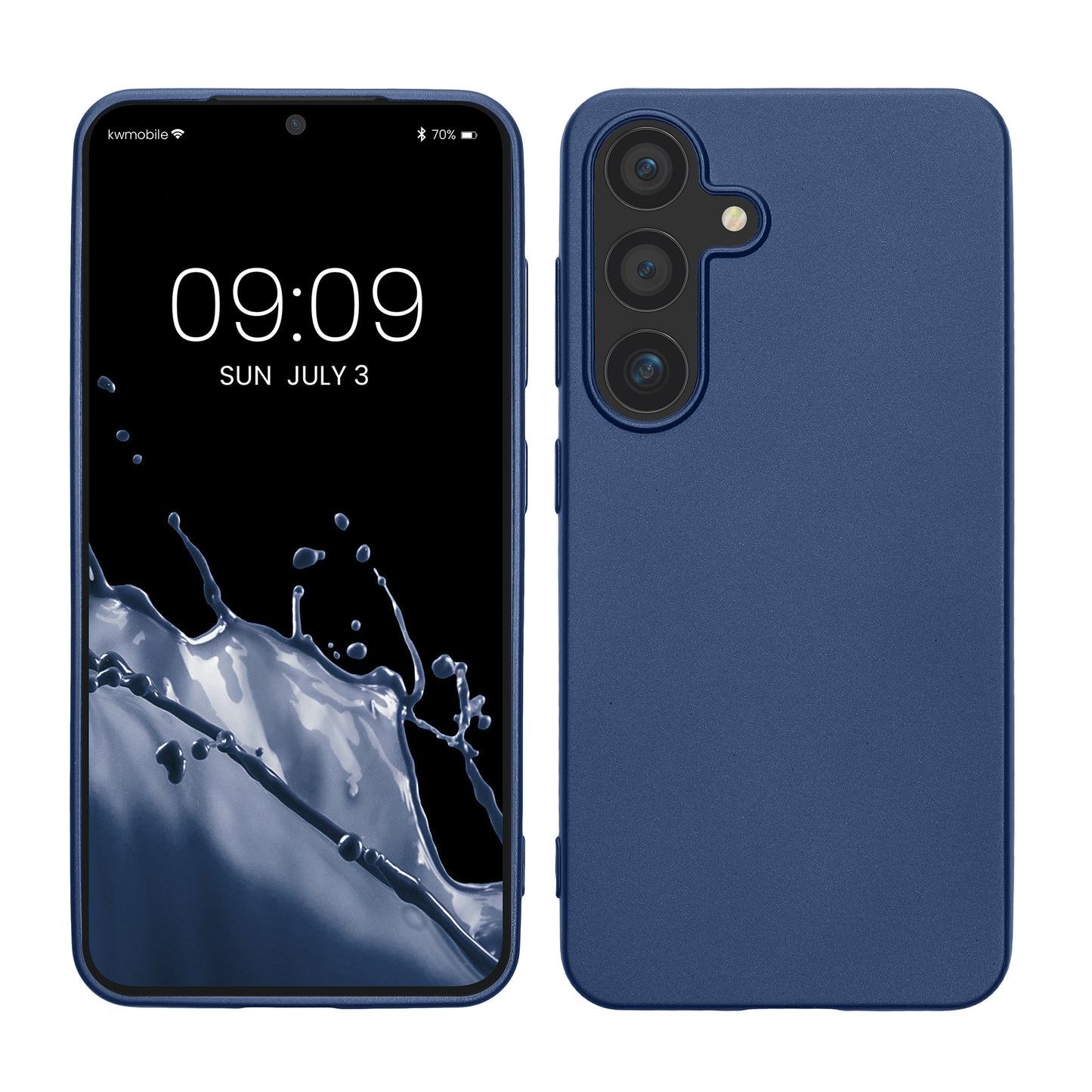 kwmobile Case kompatibel mit Samsung Galaxy S25 Hülle - Schutzhülle aus Silikon metallisch schimmernd - Handyhülle Metallic Blau Metallic Blau  