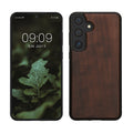 kwmobile Hülle kompatibel mit Samsung Galaxy S25 Plus Hülle - Holz Case - stoßfestes Handy Cover - TPU Handyhülle in Dunkelbraun Dunkelbraun  