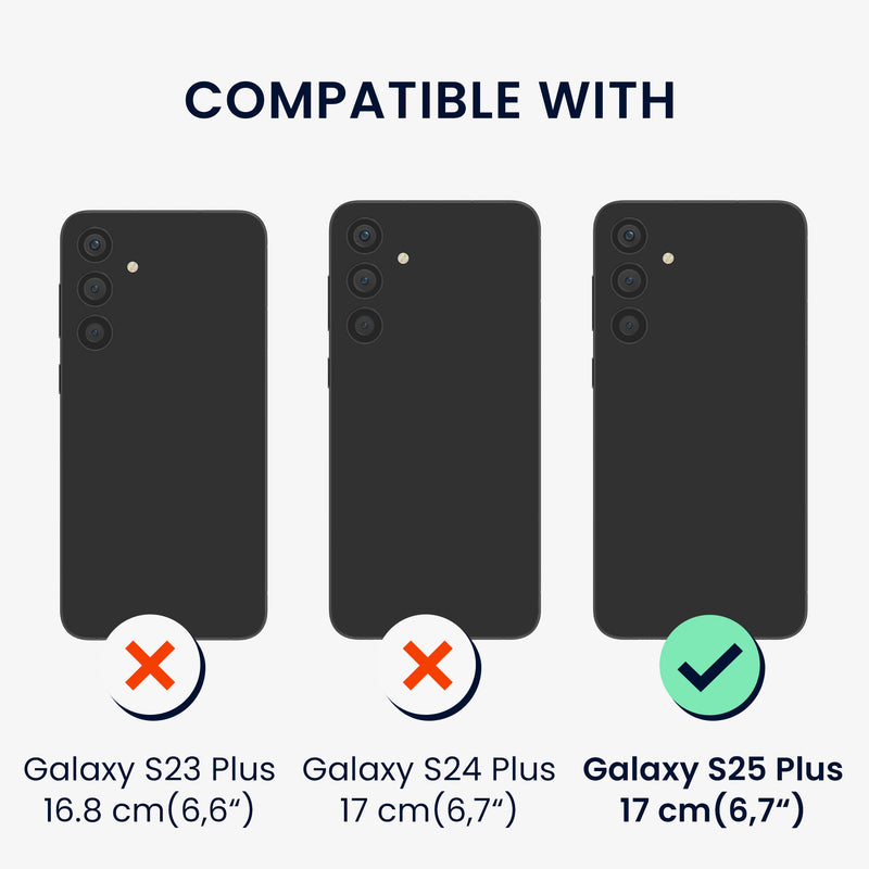kwmobile Kunstleder Handyhülle kompatibel mit Samsung Galaxy S25 Plus Hülle - Brieftaschen Schutzhülle aus PU-Leder mit Displayschutz und RFID-Schutz