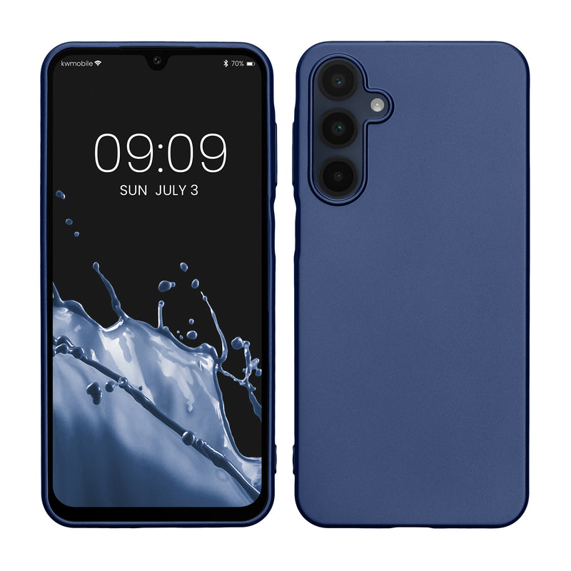 kwmobile Case kompatibel mit Samsung Galaxy A16 5G Hülle - Schutzhülle aus Silikon metallisch schimmernd - Handyhülle Metallic Blau Metallic Blau  