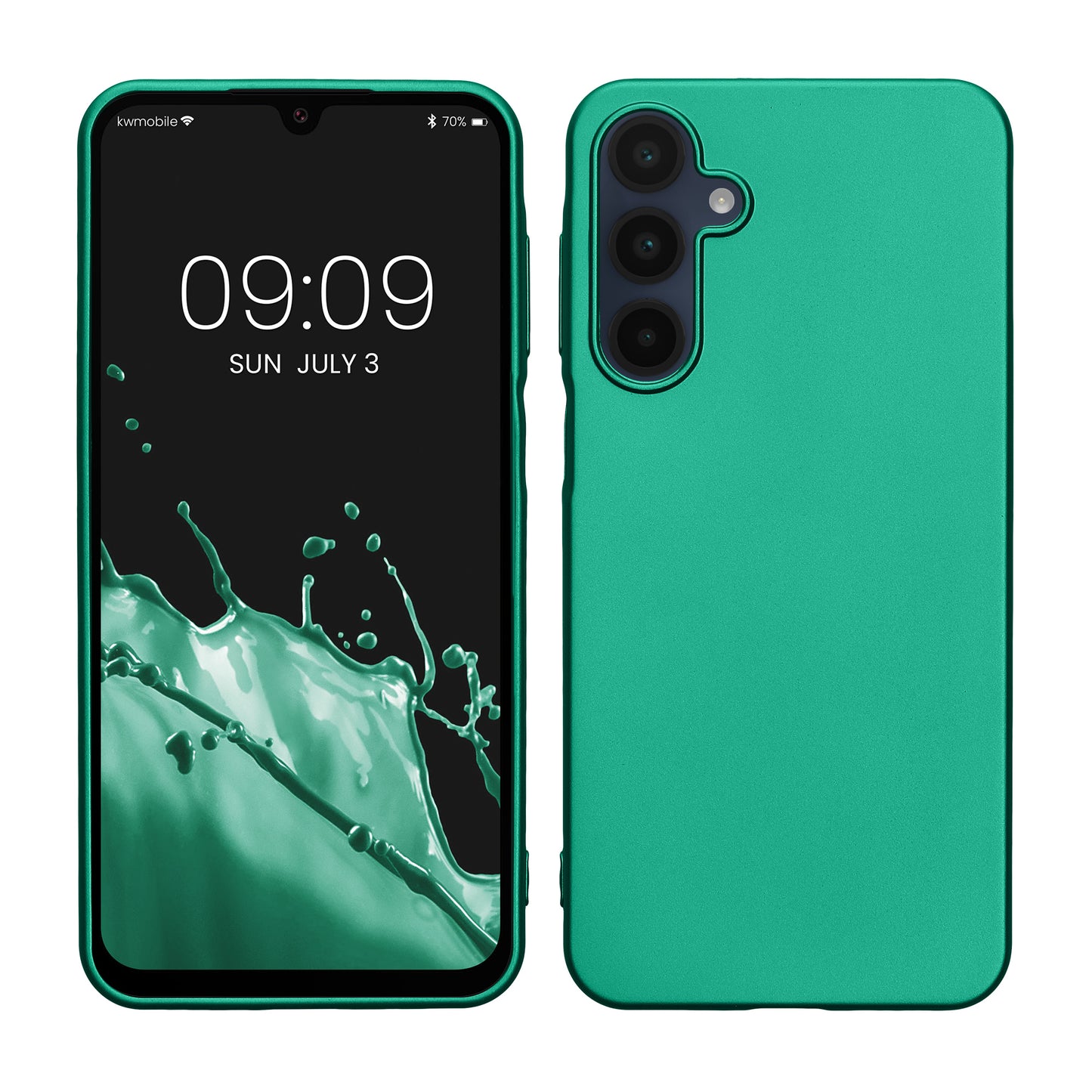 kwmobile Case kompatibel mit Samsung Galaxy A16 5G Hülle - Schutzhülle aus Silikon metallisch schimmernd - Handyhülle Metallic Dunkelgrün Metallic Dunkelgrün  