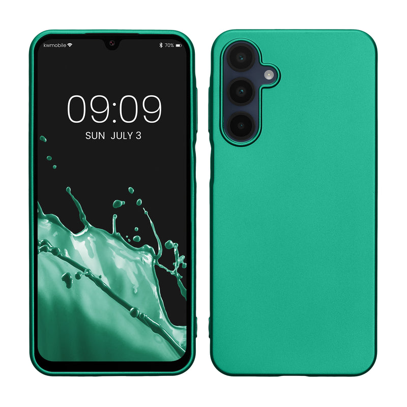 kwmobile Case kompatibel mit Samsung Galaxy A16 5G Hülle - Schutzhülle aus Silikon metallisch schimmernd - Handyhülle Metallic Dunkelgrün Metallic Dunkelgrün  