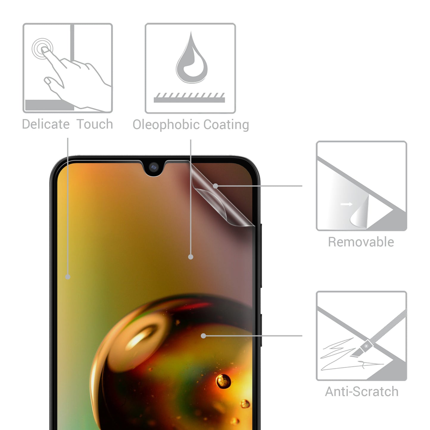 3x Displayschutzfolie matt kompatibel mit Samsung Galaxy A50