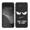 kwmobile Hülle kompatibel mit Samsung Galaxy S25 - Handyhülle Silikon Case - Don't touch my Phone Weiß Schwarz Weiß  [dsg01]