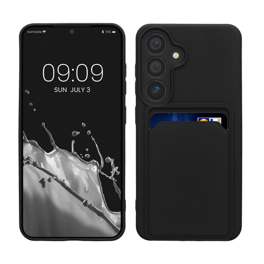 kwmobile Handyhülle kompatibel mit Samsung Galaxy S25 Hülle - Handy Cover mit Fach für Karten - in Schwarz Schwarz  