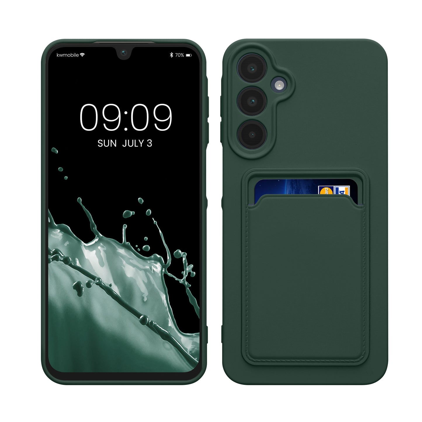 kwmobile Handyhülle kompatibel mit Samsung Galaxy A16 5G Hülle - Handy Cover mit Fach für Karten - in Dunkelgrün Dunkelgrün  